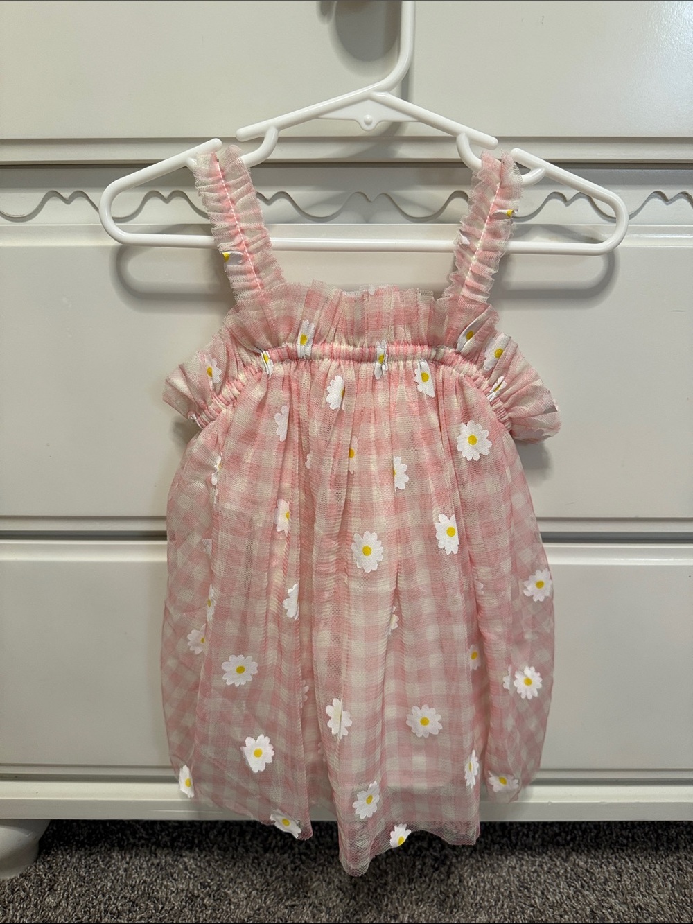 Cat & Jack Pink Gingham Daisy Romper Dress